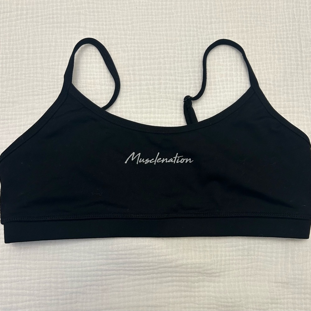 Muscle Nation Black Logo Sports Bra Sz M Medium